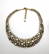 HEIDI DAUS “Fantasy in Florals" Bib Necklace/Brooch/Enhancer Set - Clear