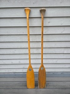 VINTAGE Old Wooden Paddles Oars UPPER CANADA Measures 54"