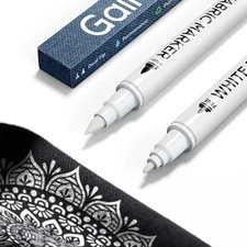 White Fabric Marker for Dark Clothes - Wash-Resistant Dual Tip Pen Set