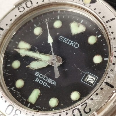 Vintage SEIKO Diver SCUBA 7N35-6000 Black Dial Silver Watch NEW