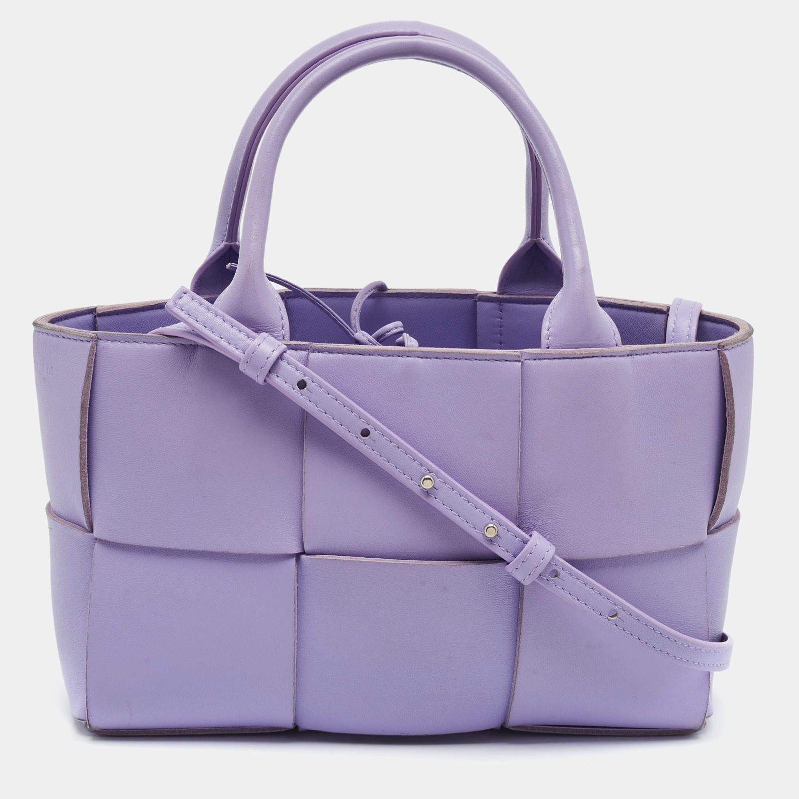 Bottega Veneta Arco Mini Purple Intreccio Leather Tote