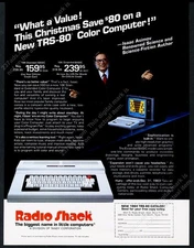 1983 Isaac Asimov photo Radio Shack TRS 80 color computer vintage print ad
