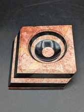 VTG Black Pink Marble Ashtray Stacked Slanted