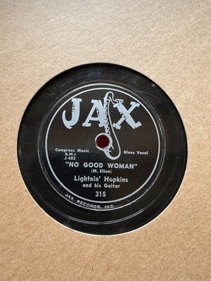 78Rpm, Killer Blues, Lightnin' Hopkins 'No Good Woman / I've Been a Bad Man' JAX