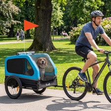 PawHut Dog Bike Trailer w/ Flip-Down Ramp Tailgate, Reflectors, Refurbished