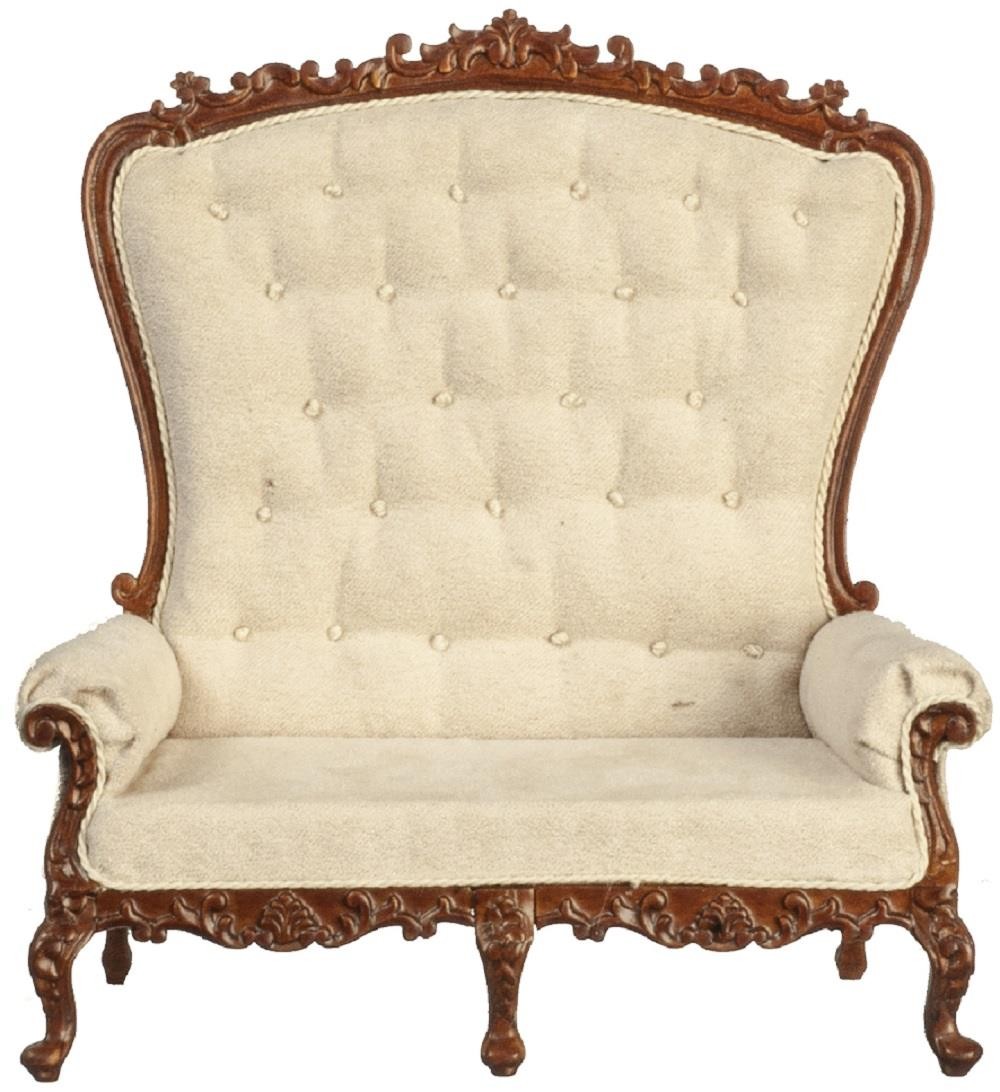 Dolls House High Back Cream Sofa Settee Louis XV Rococo Baroque JBM Furniture