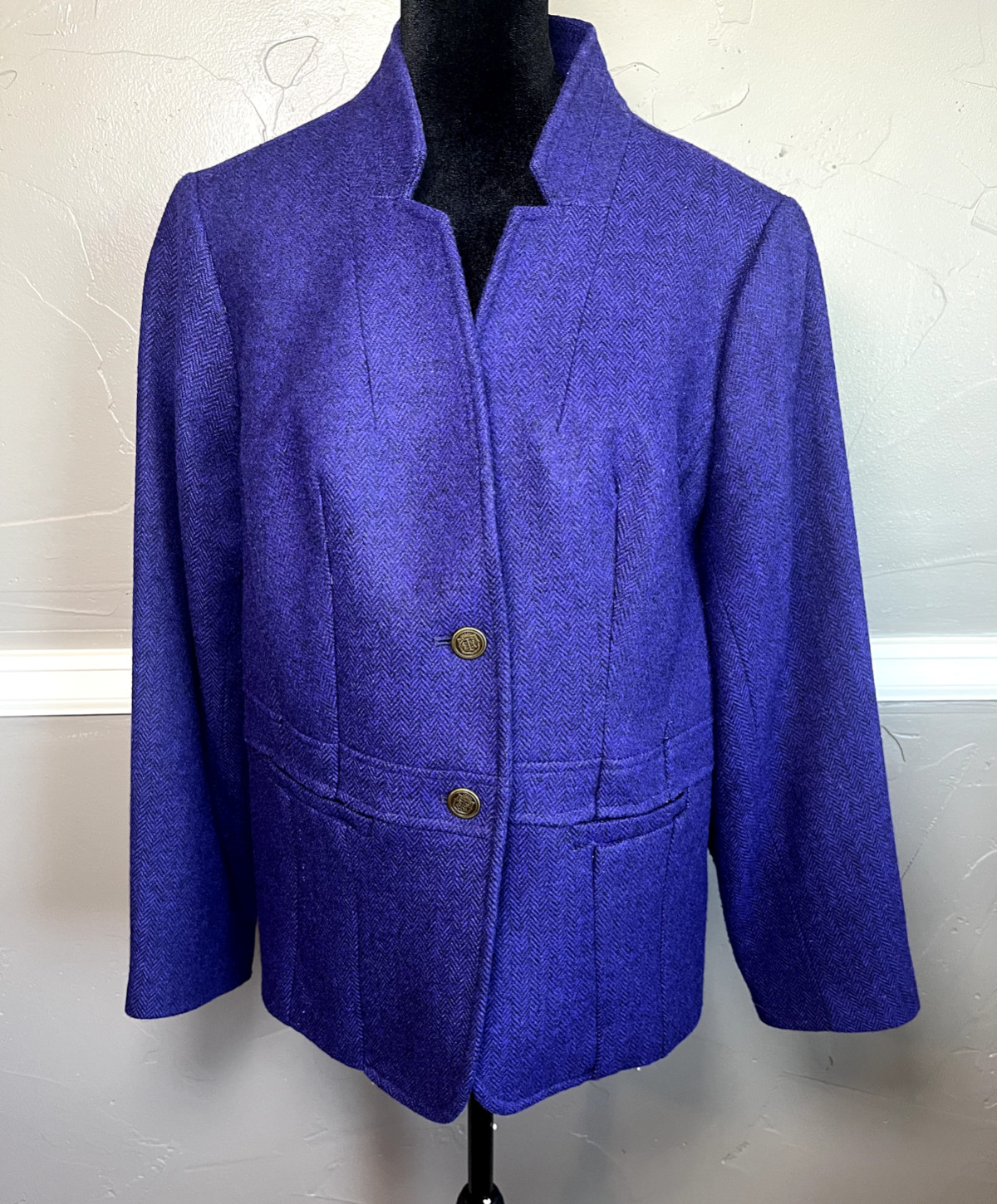 Talbots Blazer Women's Size 14 Wide Petite Purple Wool Blend