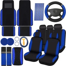 BBTO 43 Pcs Bling Car Accessories Set for Women Front Seats and Blue, Black 