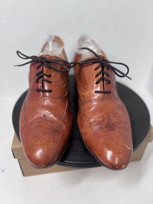 Vintage Mens Size 12 Pierre Cardin Orange Brown Leather Shoes  W/ Laces. Used