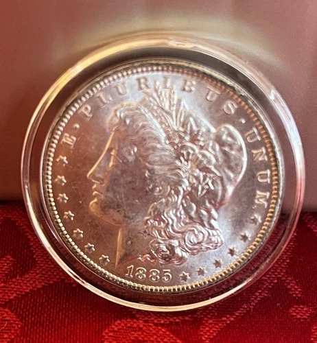 1885 O Morgan Silver Dollar.  Shiny, Near Perfect Details, Beautiful Coin AU