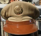 VTG WW2 US Military Mens Dress Cap Khaki SZ 7 Eagle Insignia Lewis Tailored Hat