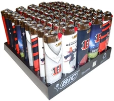 Bic Cincinnati Bengals NFL Football Disposable Lighters 50 Ct Tray 8 Mix Designs