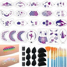 46 pcs Face Paint Stencils Kit,22 Pcs Reusable Facial Painting Stencils Reusa...
