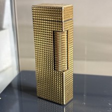Dunhill Rollagas Gold Plated Lighter Barley Pattern - Sparks / Lid Doesn't Close