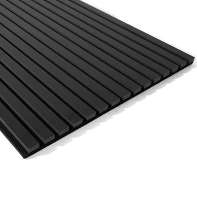 4/5 In. X 2 Ft. X 4 Ft. Black Slat MDF Decorative Acoustic Wall Paneling, Fluted