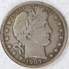VG 1907 D Barber Half Dollar