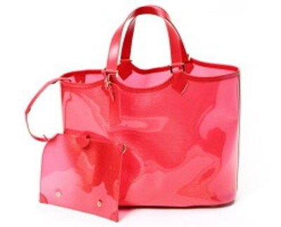 LOUIS VUITTON Epi Plage Lagoon Bay Tote Bag Red Auth w/Pouch