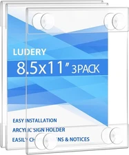 Acrylic Window Sign Holder 8.5 x 11 with 4 Suction Cups,Clear Clear 