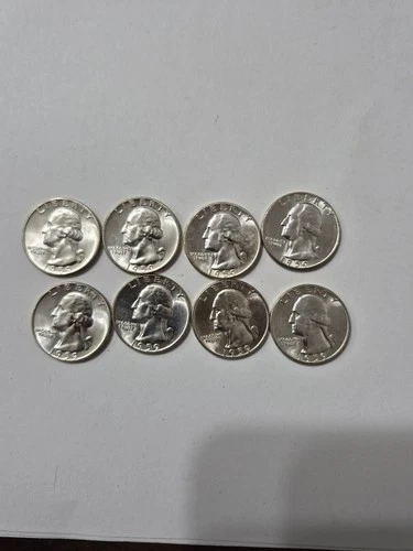 1959  Washington Silver BU Quarter  90% Silver 8 Coins