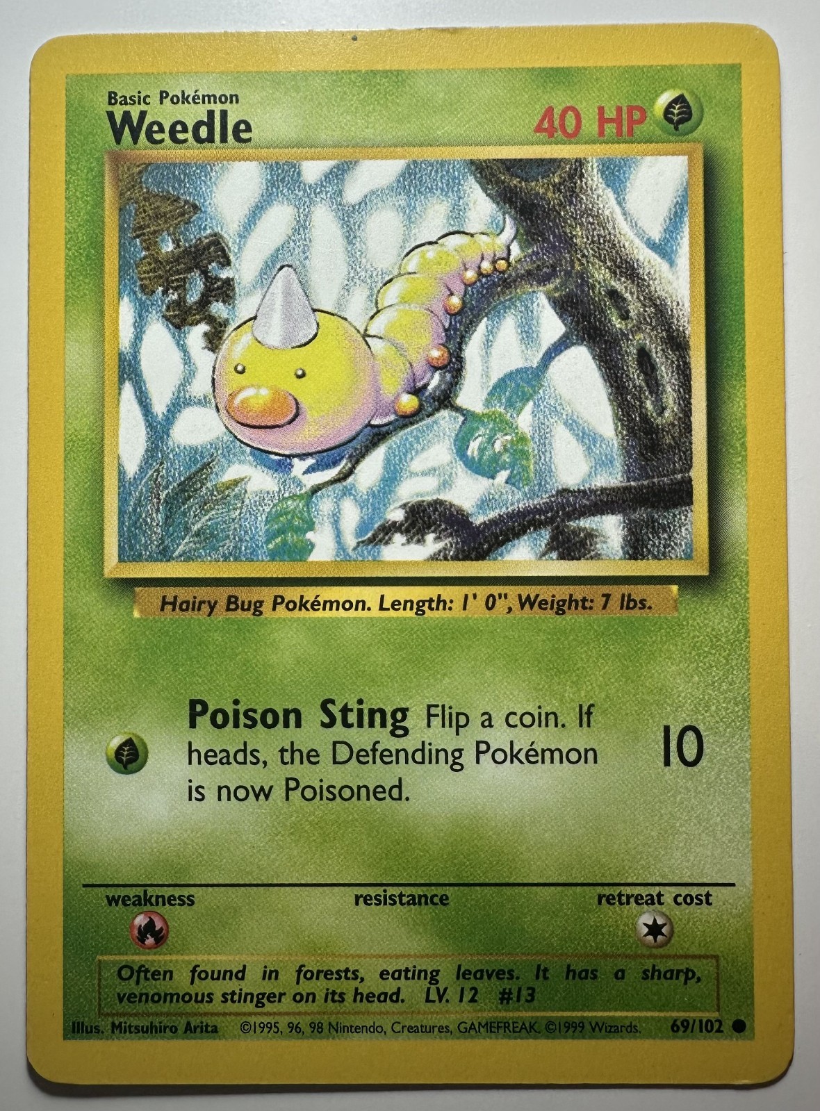 Weedle - 69/102 - Common - Pokémon TCG Unlimited Base Set WOTC 1999 MP