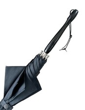 Vintage Antique Carved Wood Handle Black Tent Umbrella Parasol