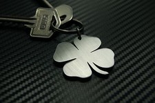 CLOVER LEAF Keyring Keychain Key Fob Four Leaf Lucky Good Luck New Job Home 