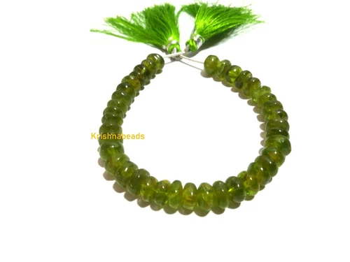 Natural Peridot Rondelle 6-7mm Smooth Gemstone Beads  7"Inch 1 Strands