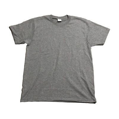 Supreme Mens Heather Grey Pre Shrunk Short Sleeve Plain T Shirt Size Large