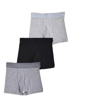 Wonder Nation Boys Cotton Boxer Briefs M 8 Set of 3 Black Heather Grey Tag-Free