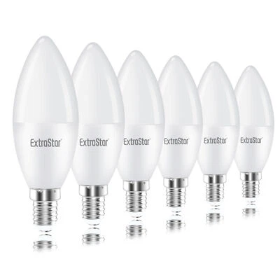 EXTRASTAR 6W LED Candle Light Bulb 3000k Warm White 6500K Daylight White SES E14 Cap 6pcs
