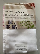 Crafts Basic Unisex Cotton Handkerchief White 6 Pack One Size New Free Ship