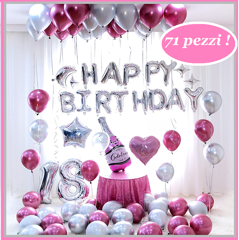 Decorazioni Compleanno 18 Anni Viola - Palloncini, Banner, Torta Per Festa Donna - Foto 3