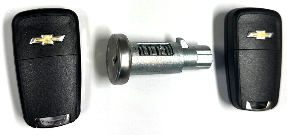 Interruptor de cilindro de bloqueo de encendido para GM con 2 llaves abatibles con logotipo remoto 5912543 4 botones Foto 2 de 4