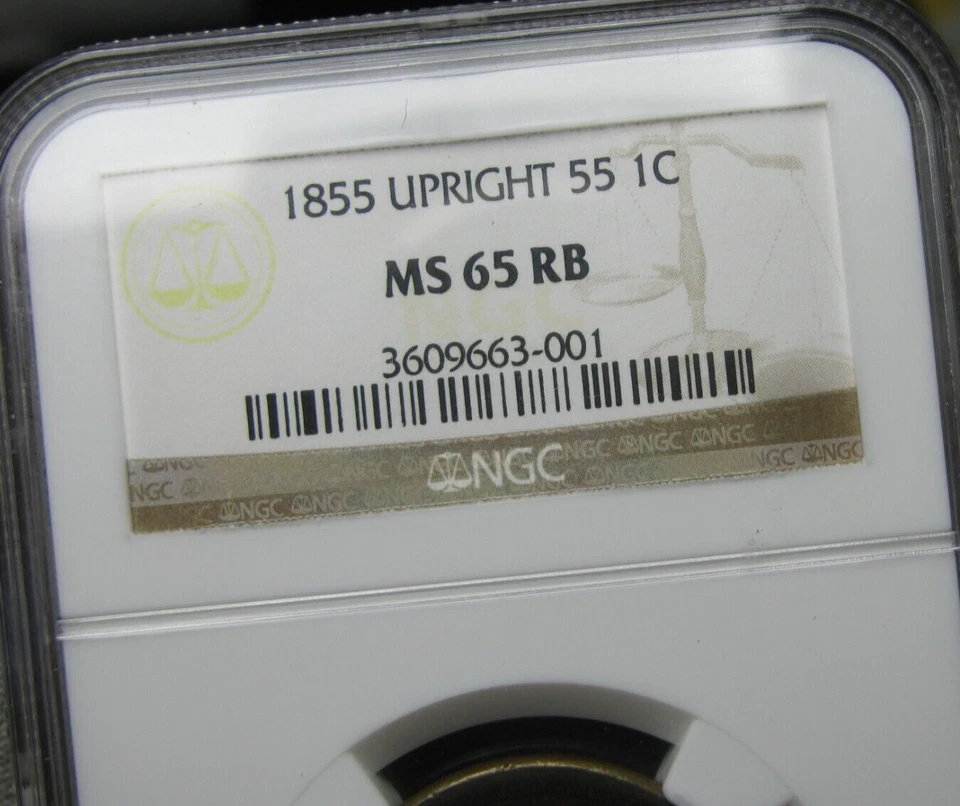 1855 Braided Hair Large Cent Penny ---- MS-65 RB NGC ---- #765A - Image 2 of 4
