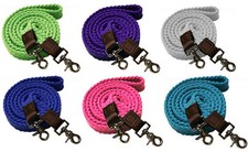 Western Flat Braided Cotton 7.5' Contest Barrel Horse or Roping Reins in Colors