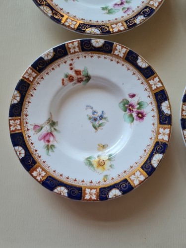Antique William Lowe Longton 6 Coffee Cups & Saucers 4772 Flowers Chip & HLine - Picture 7 of 21