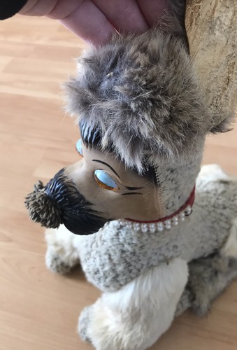 Vintage 1950’s Rubber Face Plush Poodle Toy Rabbit Fur Plush Stuffed Dog - Picture 5 of 12