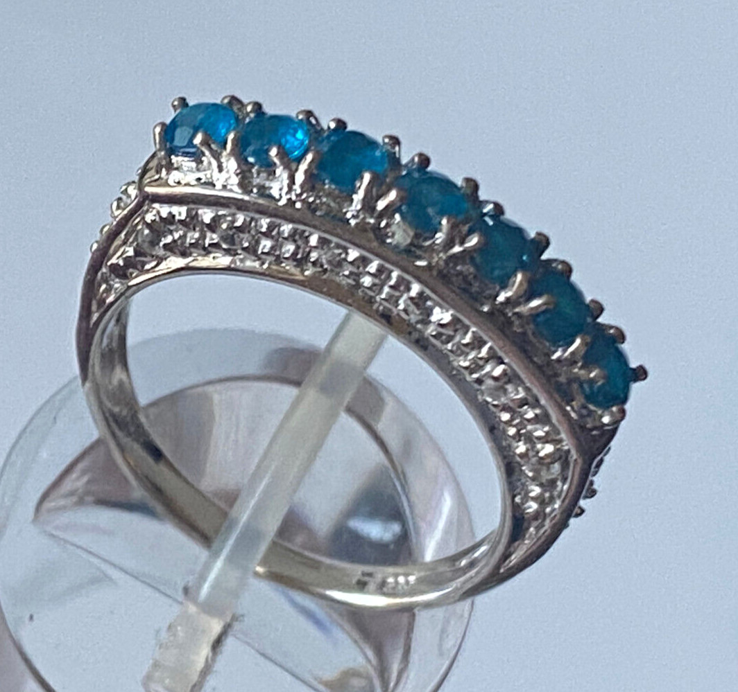 Beautiful 925 Silver Ring with Light Blue Luminou… - image 1