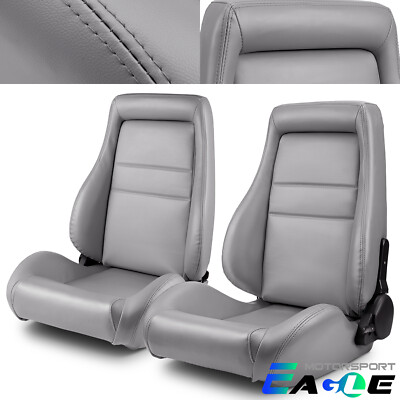 Universal Grey PVC Leather Easy Reclinable OBS Style Seats Car