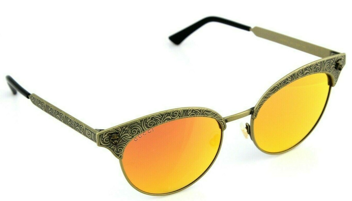 RARE NEW Genuine GUCCI Bronze Orange Gold Mirror Cat Eye Sunglasses GG0220S 001