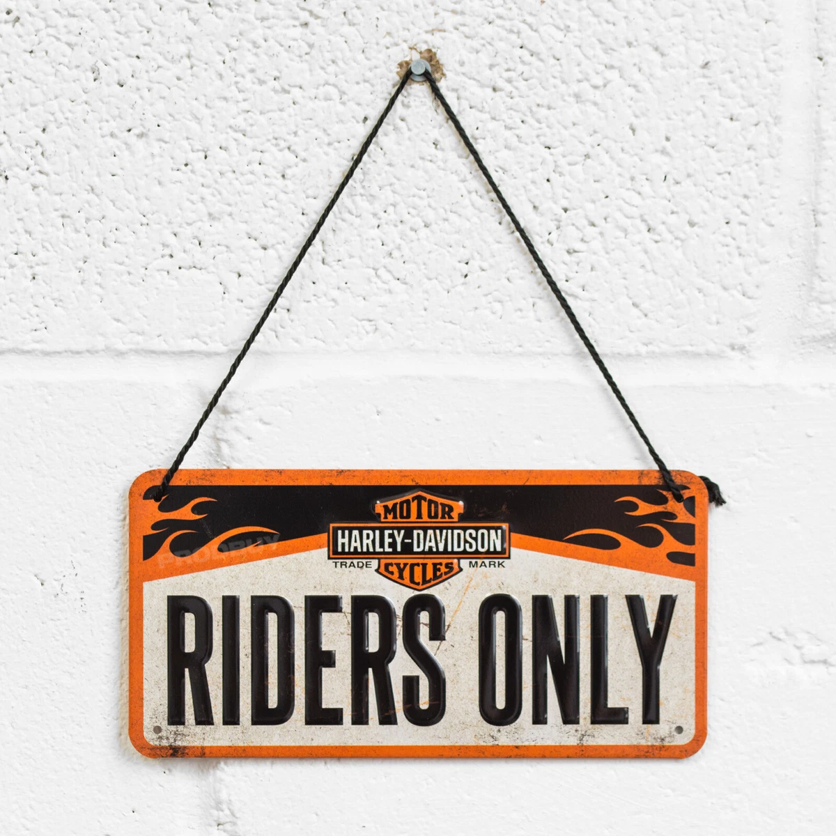 Harley Davidson Riders Only Hanging 20cm Tin Wall Sign Home Decor Plaque Gifts