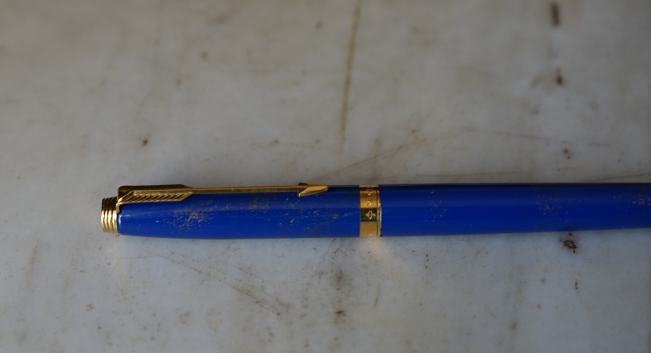 PARKER 75 CHINESE LACQUER LAPIS LAZULI GOLD DUST FOUNTAIN PEN-SOLID GOLD 18K NIB