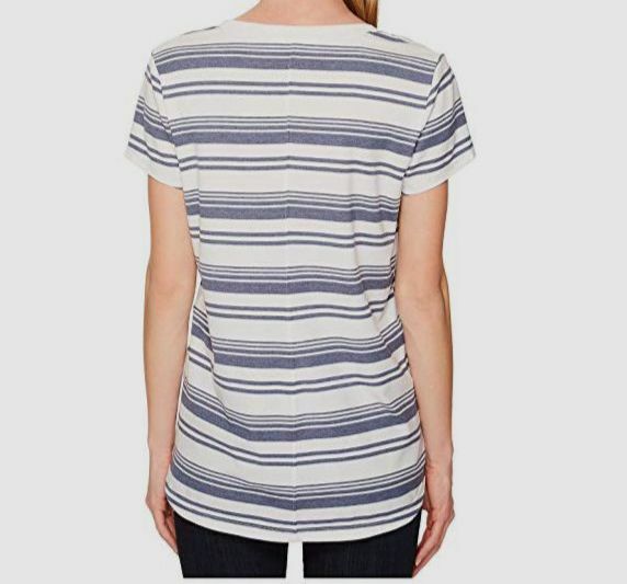 ファイメナ 25th $165 Fig Women's White Nam Striped Crewneck Short Sleeve T