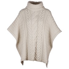 Ladies Cowl Neck Wool Poncho By Aran Mills