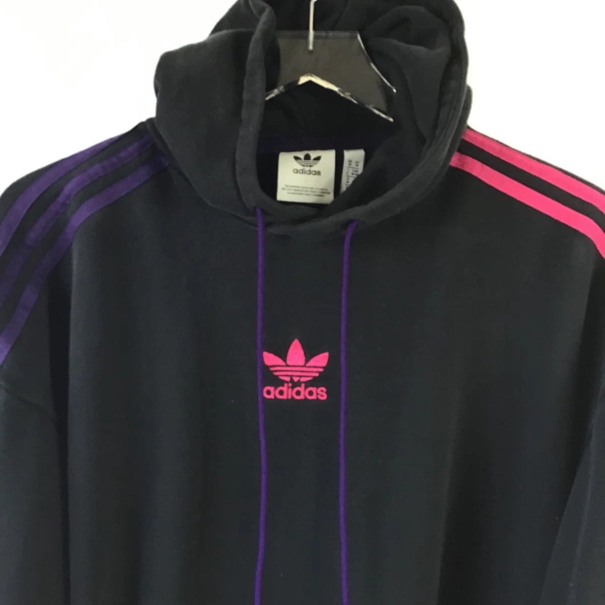 Adidas Originals sweatshirt hoodie M black pink purple embroidered trefoil  | eBay