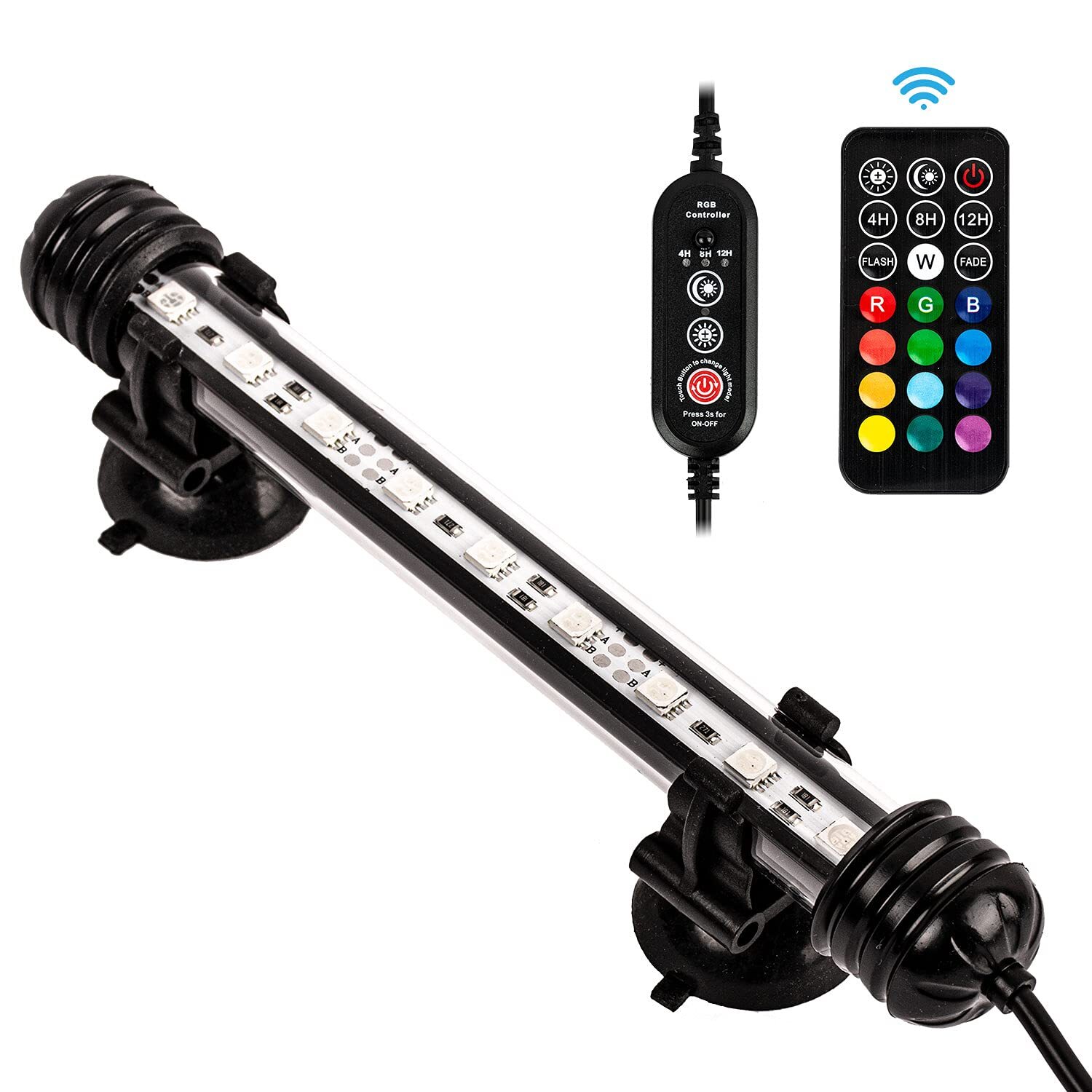 7.5 Inch Color-Changing LED Aquarium Light with Remote and Timer