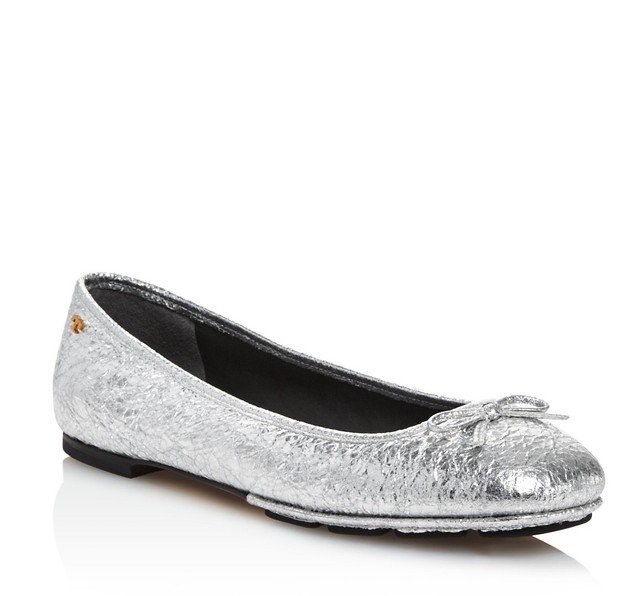tory burch silver ballet flats