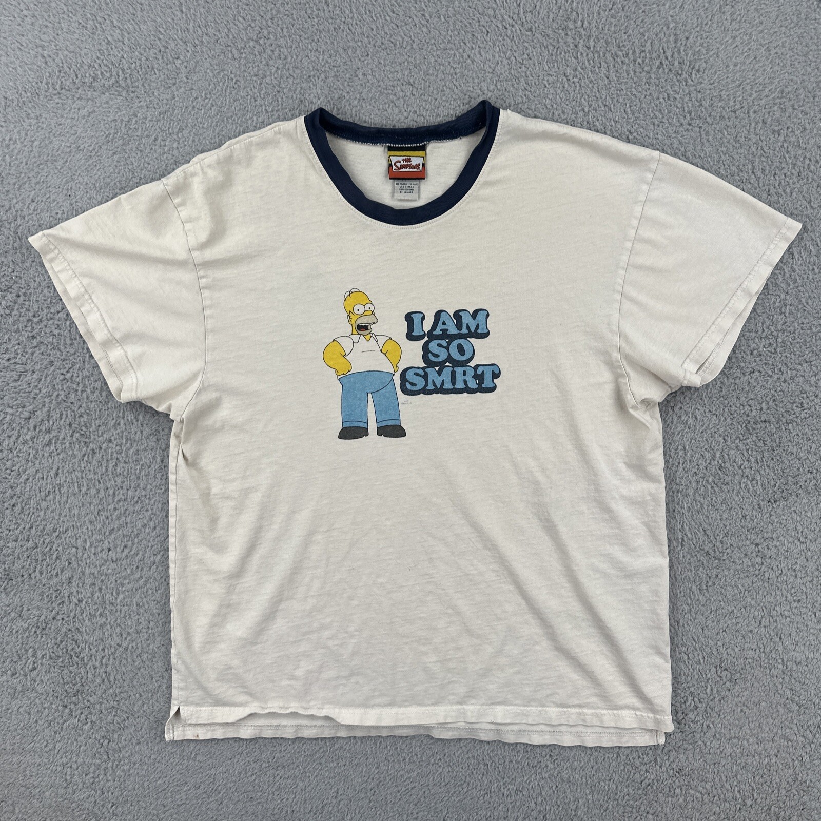 Vintage 2007 The Simpsons White Ringer Tee Homer Matt Groening L T-Shirt