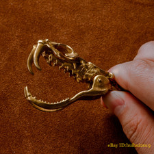 Pure Brass Snakehead Bone Rattlesnake Tail Keychain Retro Pendant Car Pendant