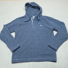 Weird Fish Sweater Men M Blue Hoodie 1/4 Button String Pullover Casual Trendy